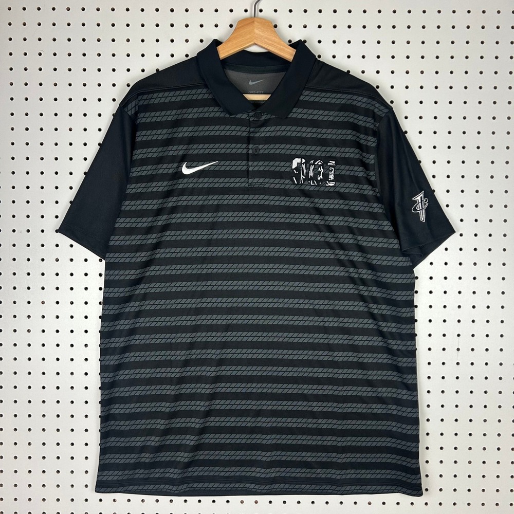 901 1 Cent Nike Polo Shirt Men Large Black Striped Memphis Tigers Penny Hardaway